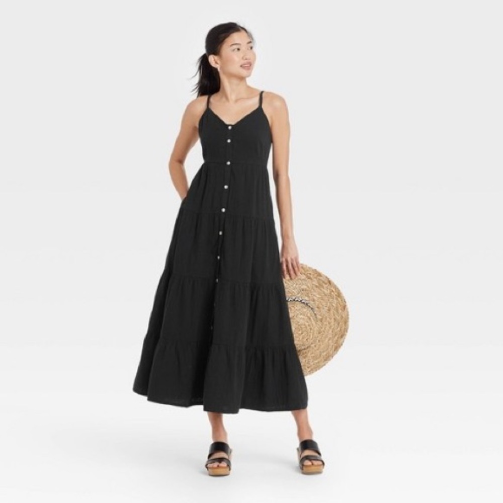 NWT gauze tiered button maxi dress